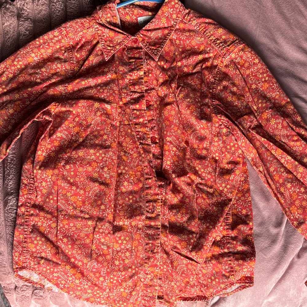 Cabin Creek Red Floral Button Down Shirt